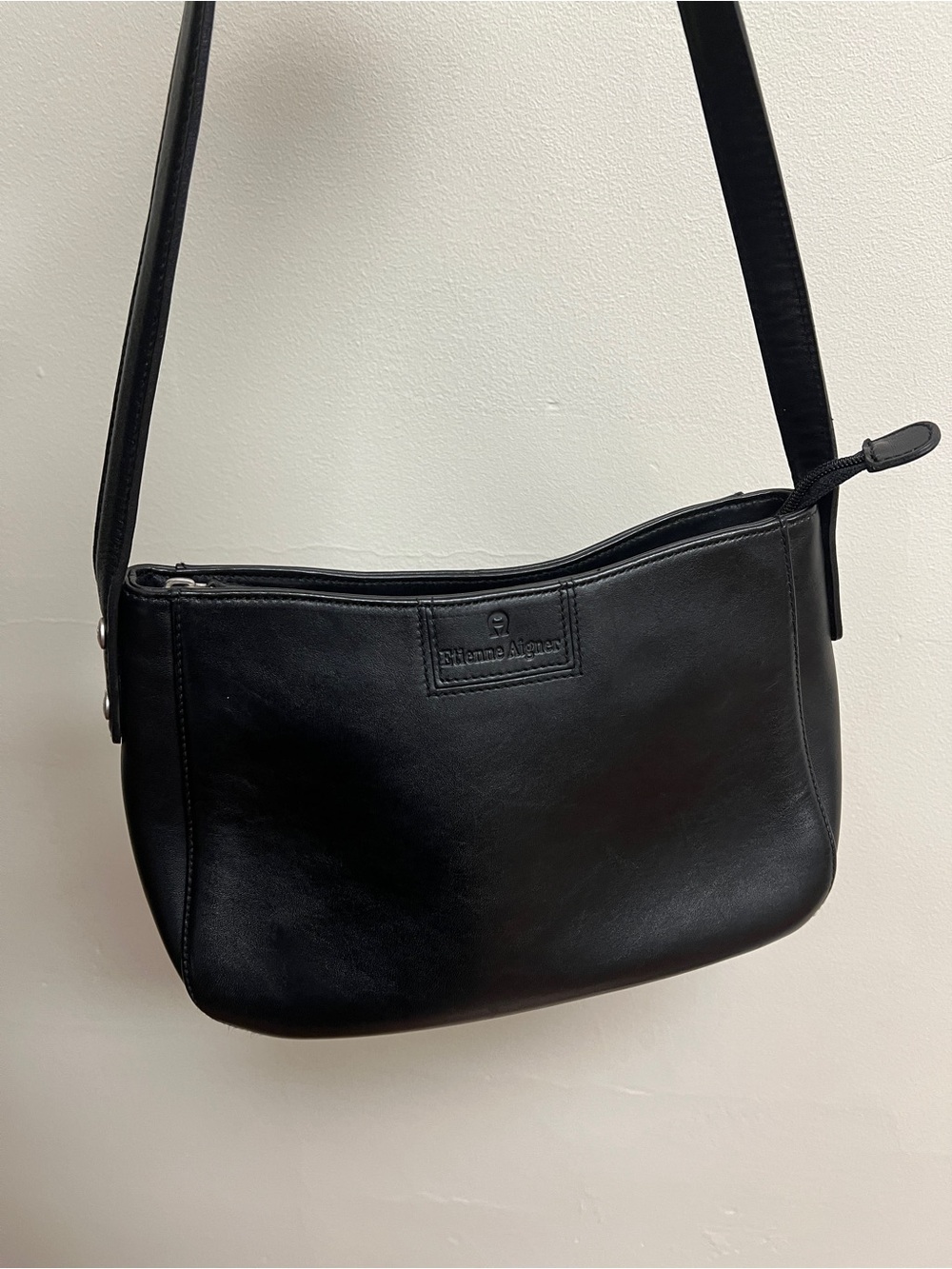 Black Leather Shoulder Bag- Etienne Aigner